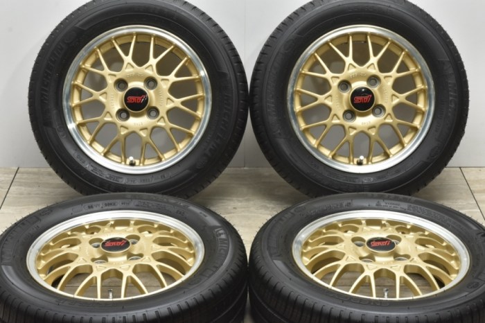 【希少 BBS製 鍛造品】スバル ヴィヴィオ ビストロ 純正OP 13in 4J+45 PCD100 ミシュラン エナジーセイバー 155 ...
